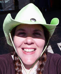 Laura Moncur in her new green “cowboy” hat