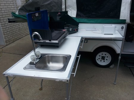 DIY Outdoor Galley and Camp Kitchen for a Popup Camper