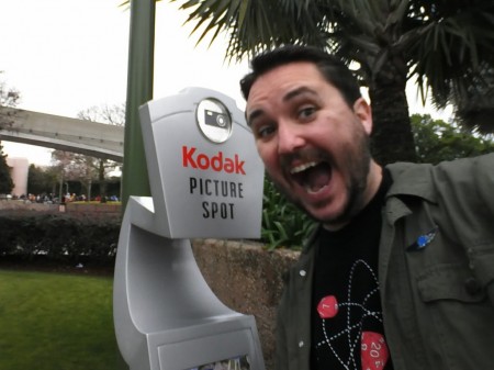 Kodak Picture Spot in Tomorrowland at Disney World with Wil Wheaton