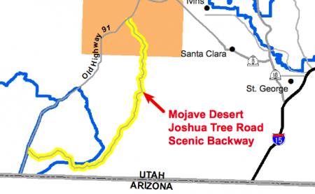 Map of the Mojave Desert Joshua Tree Road