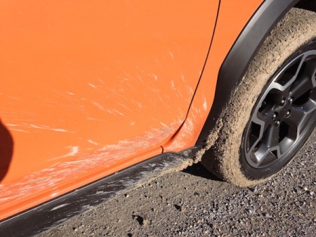 Mud on the Subaru XV Crosstrek from Starling Travel