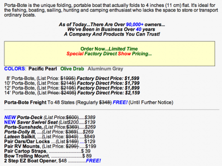 Porta-Bote Prices 2012