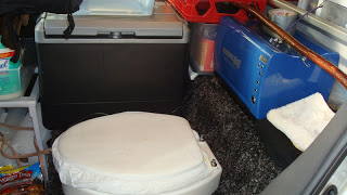 Prius Camper fridge microwave toilet