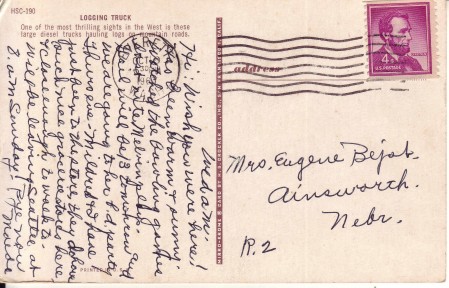 Postcard to Mrs. Eugene Bejot