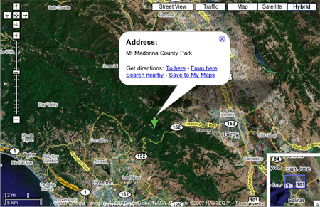 Mount Madonna Park, California on Google Maps